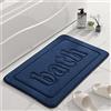 Hiseng Tappetino da Bagno Antiscivolo in Memory Foam, Morbido Assorbente Tinta Unita Tappetini Bagno Lavabile per Bagno, Doccia, Soggiorno, Cucina (50 * 80cm,Blu Navy)