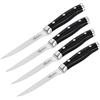 Lagostina Set 4 Coltelli Bistecca Forgiati, Inossidabile, Manicatura Ergonomica, Nero e Acciaio, Lunghezza Lama 12 cm