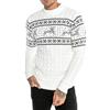 RED BRIDGE Maglione da Uomo Stile Norvegese Pullover con Collo Alto in Cotone Slim Fit Plait Reindeer Bianco L