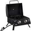 Outsunny Barbecue a Gas Pieghevole con Coperchio, Termometro e 2 Bruciatori in Acciaio, 55x46.5x41 cm, Nero|Aosom