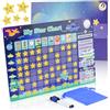 Zoelele Tabella delle Ricompense per Bambini, Dinosauro Lavagna Magnetica per Frigorifero, Montessori Calendario Settimanale, Include 30 Compito + 70 Stelle + 2 Pennarello Cancellabile (Blu)