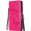 Yiizy Cover per Huawei P Smart 2019 Pot-LX1, farfalla 3D portafoglio custodia in pelle protettiva magnetica silicone TPU cover custodia POT-LX1AF con slot schede, funzione di supporto (rosso)