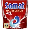 Somat Excellence 4 in 1 Caps (77 Caps), pastiglie per lavastoviglie ad alta risoluzione, tappi Somat per un'eccellente pulizia e lucentezza anche nel programma Eco e a basse temperature