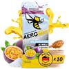 AEROBEE Gel energetico liquido - Maracúja 10x26g [100% energetico naturale al miele] delizioso gel sportivo adatto per sport di resistenza e corsa, gel con carboidrati