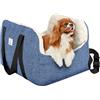 Pawaboo Seggiolino Auto per Cani Piccoli, Sedile Auto con Fibbia Fissa e Guinzaglio di Sicurezza per Cuccioli, Seggiolino con Letto Addensato, Letto da pour Animal jusqu'à 25Lb, Blu