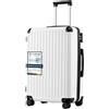 COOLIFE valigia trolley valigia rigida valigia trolley da viaggio realizzata in materiale ABS con lucchetto TSA maniglia telescopica e 4 ruote gemellari (Bianco, 67cm)