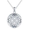 MICMIF Argento 925 Collana Foto Medaglione con Quadrifoglio Zirconi Ciondolo Portafoto Personalizzata, Collana Locket Redondo Apribile per 1 Foto, Catena 45+5cm per Donne Ragazze