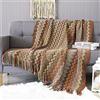 LumiSyne Coperta a Maglia Sfrangiata Houndstooth Bohémien Plaid Calda Coperte In Maglia Copriletto a Maglia Coperta Da Tiro Per Letto Poltrona o Divano 130x170cm
