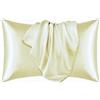 juwenin - Federa in seta per proteggere capelli e pelle del viso e prevenire le rughe, con cerniera nascosta, set da 2 pezzi, Poliestere Satin 100% poliestere Seta, Beige, Standard