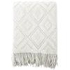 LumiSyne Coperta a Maglia Sfrangiata Tinta Unita Jacquard Motivo a Rombi Calda Coperte In Maglia Copriletto a Maglia Coperta Da Tiro Adatto Per Letto o Divano 130×170cm