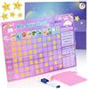 Zoelele Tabella delle Ricompense per Bambini, Unicorno Lavagna Magnetica per Frigorifero, Montessori Calendario Settimanale, Include 30 Compito + 70 Stelle + 2 Pennarello Cancellabile (Rosa)