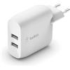 Belkin Doppio caricabatteria da parete USB-A da 24 W Boost Charge (per iPhone 14, 14 Plus, 14 Pro, 14 Pro Max, iPhone 13, iPhone 12, Samsung Galaxy S23, S23+, S22, Pixel e altri)