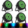 DELIBANG 4PCS Par LED RGBW Luci Palcoscenico Discoteca DJ Faretti 18 LED Par DMX Auto Sound 200W 8CH Alluminio Fari Effetti Luce Stroboscopica Discoteca DJ per Festa Prestazione Halloween Natale