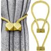 Yatinkim Set di 2 fermatenda magnetici per tende, colore: giallo dorato, fermatenda per tende magnetiche, stile moderno, per camera da letto, sala da pranzo