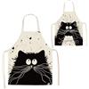 QFEHTHSK Confezione da 2 Grembiuli Modello Gatto, Grembiuli da Cucina, Grembiuli da Cucina, Divertenti Grembiuli da Cucina, Grembiuli Multifunzionali, Grembiuli in Cotone E Lino