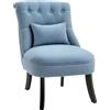 HOMCOM Poltrona per Salotto Imbottita con Cuscino, in Tessuto Effetto Lino e Legno, 52.5x69x77 cm, Blu