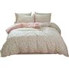 LifeTB Set di biancheria da letto in cotone floreale con motivo floreale Queen Girl Pink Flower Bedding Set da giardino in cotone floreale rosa bianco floreale set di biancheria da letto con motivo