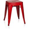 HJH Office 645001 Sgabello Metallo Basso VANTAGGIO Panchetti Impilabili, Sgabelli Bar Industriali, Carico Max 150 kg, Rosso