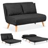 EVERGREENWEB MATERASSI & BEDS EVERGREENWEB Poltrona Letto 1 Piazza e Mezzo con Cuscino Imbottito, Tessuto Grigio Scuro, Divano 2 Posti Salvaspazio Pieghevole, Pouf Poggiapiedi, Schienale Regolabile Clic Clac, Gambe in Legno FOLDY