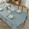 Ommda Moderna Tovaglia in Lino Lavabili Tovaglia con Bordo in Pizzo per Tavolo Rettangolare Salotto Cucina 140x220cm Blu Grigio