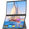 HONGO 15.6 Monitor portatile, Doppio Schermo Portatile FHD 1080P, Triple Monitor Pieghevole Supporto Wins/Mac con USB Tipo C, 100% sRGB Laptop Schermo Esterno Rotazione di 180°/360° Nessun Driver