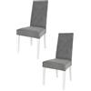 t m c s Tommychairs - Set 2 sedie Nicole per cucina e sala da pranzo, struttura in legno di faggio verniciata bianco, seduta e schienale con bottoni, imbottiti e rivestiti in velluto grigio scuro