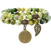 Farfume Bracciali Chakra per Donne - Cristalli Bracciale Donne Pietre Naturali Yoga Reiki- Un Set di Bracciali Doppi（Serpentino e Albero della Vita（Medio）