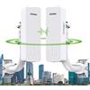 AdaLov CPE660 Bridge wireless con 2 staffe di montaggio, CPE punto-punto 5.8G per esterni con portata di 3 km, bridge Wi-Fi a lungo raggio per fienili, negozi e garage, con antenna ad alto guadagno da 14 dBi
