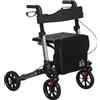 HOMCOM Deambulatore Pieghevole in Allumino ad Altezza Regolabile con Borsa, 67x65x79.5-94 cm, Nero e Argento