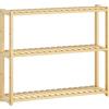 HOMCOM Scaffale per il Bagno a 3 Ripiani Regolabili in 5 Posizioni, in Bambù, 60x15x50 cm, color Legno