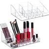 Relaxdays Portatrucchi, Set da 2, Organizer con 14 Scomparti, Contenitore Make-Up e Rossetti, Plastica, Trasparente