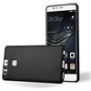 Cadorabo Custodia per Huawei P9 in Nero Metallico - Morbida Cover Protettiva Sottile di Silicone TPU con Bordo Protezione - Ultra Slim Case Antiurto Gel Back Bumper Guscio