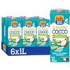 ISOLA BIO Bevanda Biologica con Acqua di Cocco e Latte di Cocco, Senza Zuccheri Aggiunti, Senza Glutine, a Basso Contenuto di Grassi, per Vegetariani e Vegani, 6 Confezioni da 1 Litro