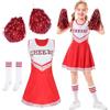 DTXYBC Cheerleader Costume Bambina, Costume da Cheerleader per Ragazze, Vestito Cheerleader Bambina, Bambini Cheerleading Outfit con Pompon e Calzini, Carnevale o Evento Sportivo Fancy Dress Up (150)