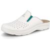 Fly Flot | Man Professional, Zoccoli Sanitari Uomo con Elastico Regolabile, Ciabatta con Tomaia in Pelle Forata, Sottopiede imbottito in Pelle Antishock, Bianco, 45