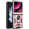 ESTH® Cover per Motorola Razr 40 Ultra con Custodia per Fotocamera Scorrevole e Supporto ad Anello [Custodia Paraurti Compatibile con Supporto Magnetico per Auto], Oro rosa