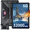 OUKITEL 32000mAh (33W) OUKITEL RT7 Rugged Tablet 5G LTE Android 13-24GB(12+12) RAM + 256GB ROM 10.1 Pollici FHD+ Tablet Robust - 48MP+32MP Camera Tablet PC - Impermeabile IP68/IP69K /NFC/OTG/GPS Nero