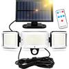 CISSIYOG Luce Solare Led Esterno con Sensore di Movimento, Lampada Solare Esterno, Faretto Solare Esterno, 224 LEDs, 1600 Lumen, 4 modalità, 5m Cavo, con Telecomando, per Giardino/Posto Auto Coperto (1)