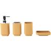 Hosoncovy - Set di 4 accessori per bagno con dispenser per sapone, tazza da bagno, portasapone, porta spazzolino e porta pasta da denti (Giallo Morandi)