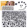 CHRORINE 1860 Pezzi Occhietti adesivi di Plastica,Occhi per Pupazzi Mulit per Decorazioni Fai da Te Scrapbooking (Bianco e nero)