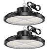 ANNIFUNLY Faretto LED UFO 200W 28000 Lumen Lampada Officina Industriale Fari LED 6500K Bianco Freddo, IP65 Impermeabile High Bay Light per Garage, Magazzini, Fabbrica, Stadio, 2 Pezzi