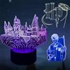 Deluisho Anime 3d Ha-rry Lampada, Luce Notturna 3d Luci, Ha-rry Po-t Lampada, 16 Colori Smart Touch, Luce Notturna Visiva Stereoscopica Dimmerabile, Regalo Perfetto per i Bambini