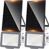 Aigostar-Faro led esterno con pannello solare，200W，Batteria di grande capacità da 15000mAH，IP65，6500K，Faretto solare esterno con telecomando e sensore crepuscolare，funzione timer，cavo da 2M，2 Pezzi
