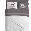 PENSIERI DELICATI Completo Letto Matrimoniale 100% Cotone, Completo Lenzuola Matrimoniali 180x200 Comprensivo di Lenzuolo sotto, sopra e 2 Federe, Made in Italy, Fantasia Tartan Cervo Antracite