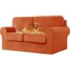 UNBBRRL Copridivano Ektorp Copri Divano in Velluto, Rivestimento Individuale del Cuscino E dello Schienale Salvadivano Lavabile Mobili Protector (Arancione,Grande 3 posti 5 pz)