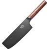 MITSUMOTO SAKARI 7 Pollici Giapponese Nakiri Chef Knife, Professionale Nero Titanio Rivestito Coltello Da Cucina Verdure, Tedesco Premium In Lega Di Acciaio Coltelli Da Cucina