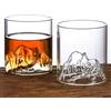 RYHMHA Fujiyama - Set di 2 bicchieri da whisky giapponesi in cristallo, 350 ml, stile antico, per whisky, cognac, martini, cocktail, rum, birra (trasparente)