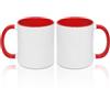 MR.R Set di 2 tazze da caffè vuote per sublimazione, 325 ml, tazza bianca con interno e manico di colore rosso