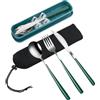 VANRA Set di 3 posate da viaggio portatili con valigetta in acciaio inox 18/8, set di posate riutilizzabili, con forchetta, cucchiaio, coltello per pranzo, viaggi, campeggio, scuola, lavoro, picnic