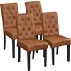 Yaheetech Set 4 Sedie Sala da Pranzo Moderne Ecopelle Imbottite con Schienale Alto Gambe in Legno Massello Eleganti Classiche Soggiorno Portata 135 kg Seduta Spessa Morbida Marrone